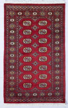 Pakistani Bokhara Red Rectangle 3x5 ft Wool Carpet 147616