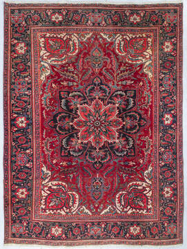 Persian Heriz Red Rectangle 8x10 ft Wool Carpet 147638
