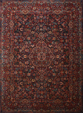 Floral Red Hand Knotted 9'0" X 12'0"  Area Rug 254-147688