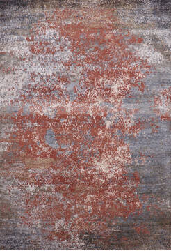 Indian Jaipur Orange Rectangle 5x7 ft Wool and Raised Silk Carpet 147710