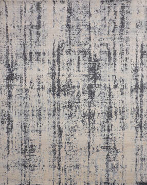 Indian Jaipur Grey Rectangle 8x10 ft Wool and Raised Silk Carpet 147727