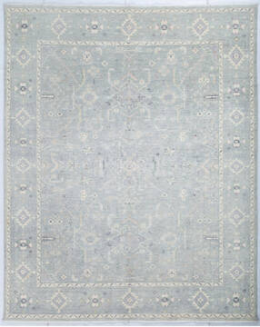Afghan Chobi Light Gray Rectangle 8x10 ft Wool Carpet 147923