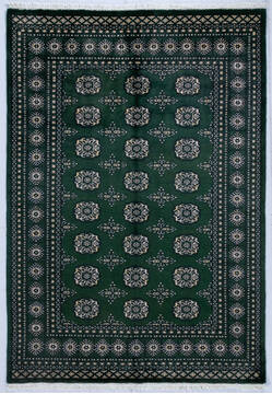 Bokhara Green Hand Knotted 4'9" X 6'9"  Area Rug 700-147937