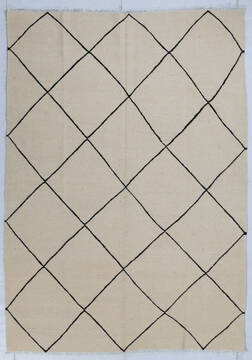 Kilim Beige Hand Knotted 5'6" X 7'9"  Area Rug 700-147947