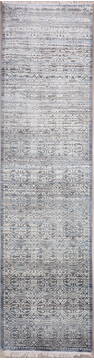 Indian Geometric Blue Runner 10 to 12 ft Wool and Raised Silk Carpet 147968