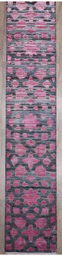 Indian Jaipur Black Runner 10 to 12 ft Wool and Raised Silk Carpet 147978