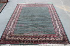 Indian vintage Green Rectangle 5x8 ft Wool Carpet 148047