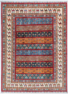 Chobi Multicolor Hand Knotted 5'1" X 6'10"  Area Rug 700-148121