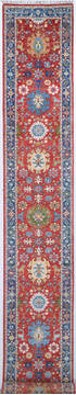 Afghan Chobi Red Runner 16 to 20 ft Wool Carpet 148141