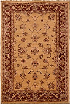 Afghan Chobi Yellow Rectangle 4x6 ft Wool Carpet 15070