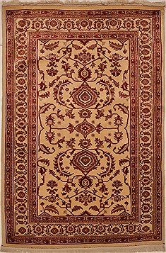 Afghan Chobi Yellow Rectangle 4x6 ft Wool Carpet 15073