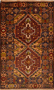 Afghan Baluch Beige Rectangle 4x6 ft Wool Carpet 15104