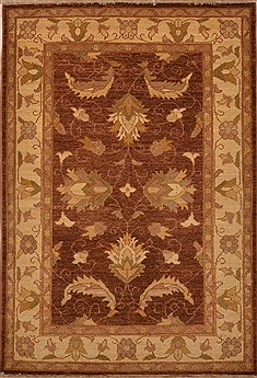 Pakistani Chobi Brown Rectangle 4x6 ft Wool Carpet 15197