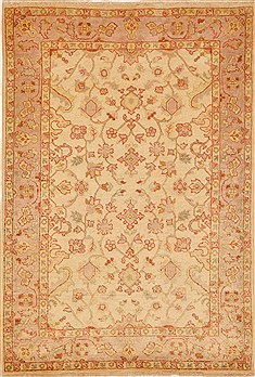 Pakistani Chobi Beige Rectangle 4x6 ft Wool Carpet 15198