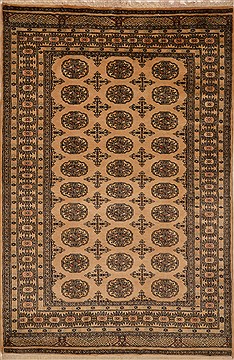 Pakistani Bokhara Beige Rectangle 4x6 ft Wool Carpet 15220