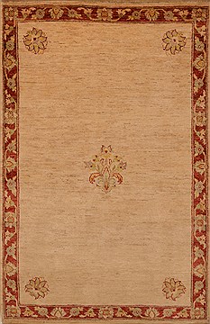 Pakistani Chobi Beige Rectangle 4x6 ft Wool Carpet 15225