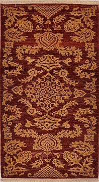 Chobi Red Hand Knotted 3'3" X 5'9"  Area Rug 100-15319