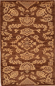 Afghan Chobi Brown Rectangle 3x5 ft Wool Carpet 15320