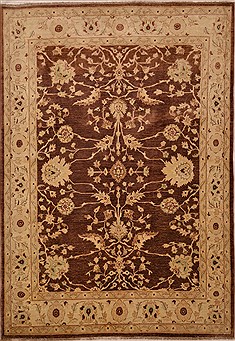 Pakistani Chobi Brown Rectangle 6x9 ft Wool Carpet 15448