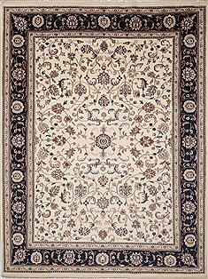 Indian Kashan White Rectangle 9x12 ft Wool Carpet 15616