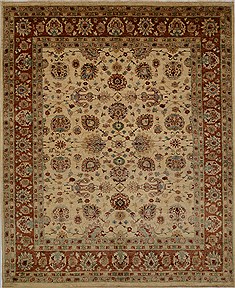 Pakistani Chobi Beige Rectangle 8x10 ft Wool Carpet 15628