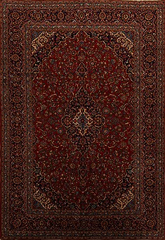 Persian Kashan Red Rectangle 10x14 ft Wool Carpet 15693