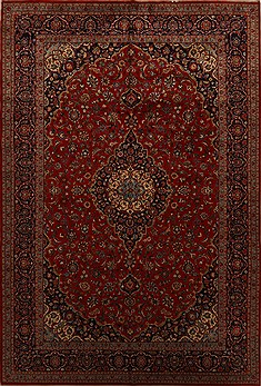 Persian Kashan Red Rectangle 10x14 ft Wool Carpet 15695
