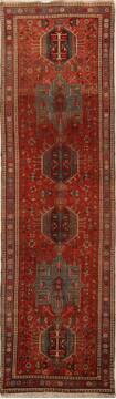 Karajeh Red Runner Hand Knotted 3'1" X 10'9"  Area Rug 251-15752