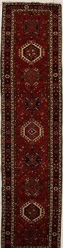Karajeh Red Runner Hand Knotted 3'4" X 14'0"  Area Rug 250-15814
