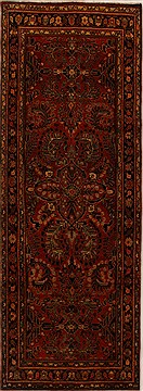 Hamedan Red Runner Hand Knotted 3'7" X 9'11"  Area Rug 250-15828
