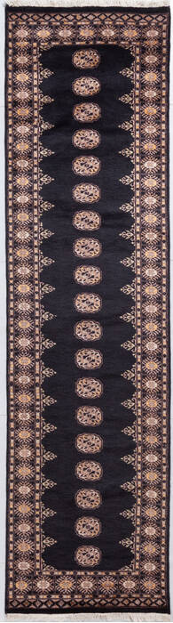 Bokhara Black Runner Hand Knotted 27 X 98 Area Rug 700-156051 Image 0