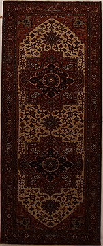 Serapi Beige Runner Hand Knotted 4'11" X 12'0"  Area Rug 250-16044