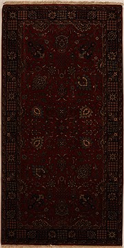 Indian Indo-Persian Red Rectangle 5x8 ft Wool Carpet 16065