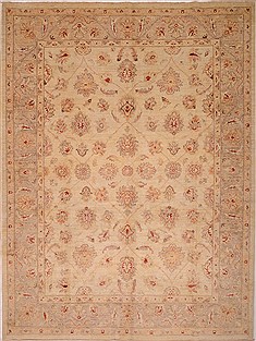 Pakistani Chobi Beige Rectangle 8x10 ft Wool Carpet 16327