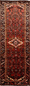 Hamedan Red Runner Hand Knotted 3'7" X 9'10"  Area Rug 100-16336