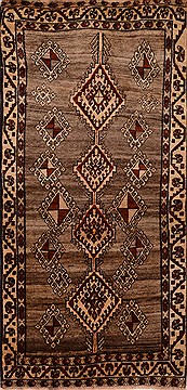 Gabbeh Grey Runner Hand Knotted 3'4" X 6'9"  Area Rug 100-16347