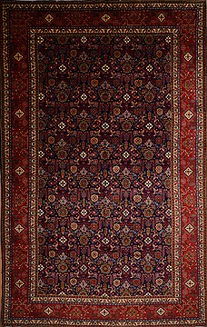 Persian Tabriz Blue Rectangle 11x16 ft Wool Carpet 16365