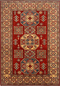 Pakistani Kazak Red Rectangle 8x11 ft Wool Carpet 16666