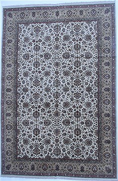 Indian Tabriz White Rectangle 12x18 ft Wool Carpet 16886