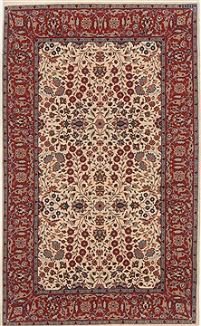 Turkish Hereke Beige Rectangle 3x5 ft Wool Carpet 17643