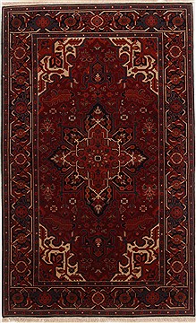 Indian Serapi Red Rectangle 4x6 ft Wool Carpet 17665