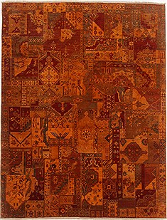 Indian Patchwork Multicolor Rectangle 8x10 ft Wool Carpet 17715