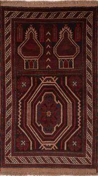 Baluch Brown Hand Knotted 2'8" X 4'4"  Area Rug 100-17944