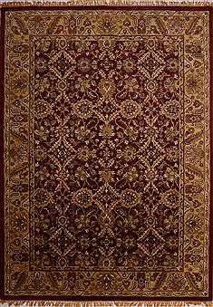 Indian Jaipur Red Rectangle 8x11 ft Wool Carpet 18113