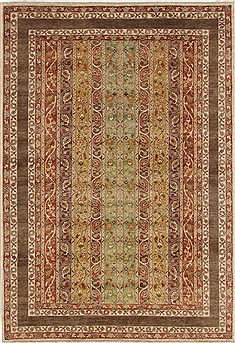 Pakistani Chobi Brown Rectangle 6x9 ft Wool Carpet 19055