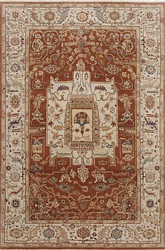 Indian Serapi Brown Rectangle 6x9 ft Wool Carpet 19065