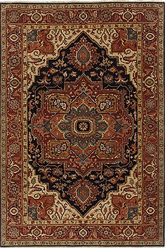 Indian Serapi Orange Rectangle 6x9 ft Wool Carpet 19079