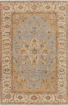 Indian Serapi Blue Rectangle 6x9 ft Wool Carpet 19097