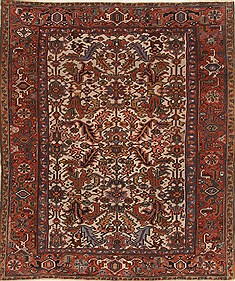 Persian Heriz White Rectangle 7x9 ft Wool Carpet 19221