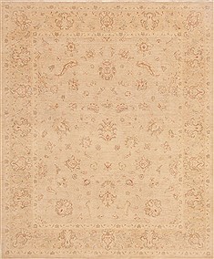 Pakistani Chobi Beige Rectangle 8x10 ft Wool Carpet 19341